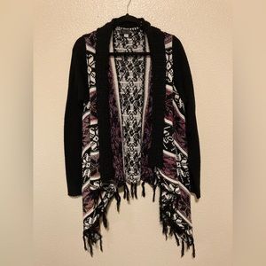 POOF - Cardigan - High Low - Tassels - Western Print - Aztec Print